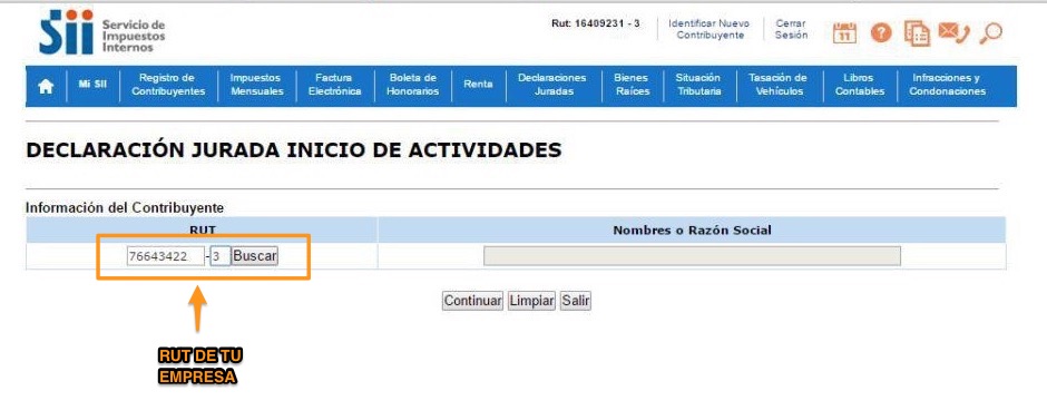 Paso 3 para el Inicio de Actividades Online en SII.CL