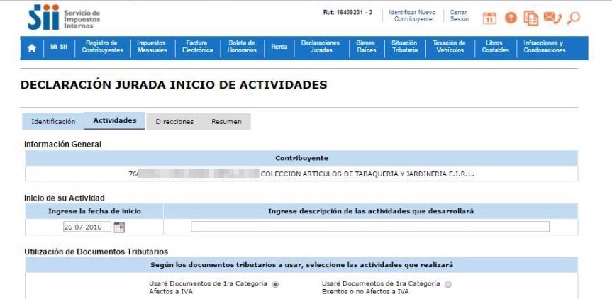 Paso 5 para el Inicio de Actividades Online en SII.CL