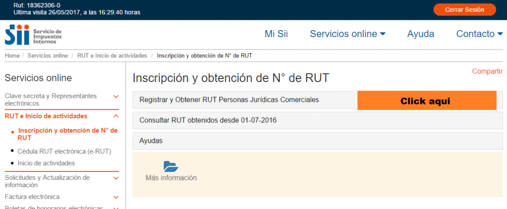 Guía para obtener Rut empresa en SII.CL 2.1