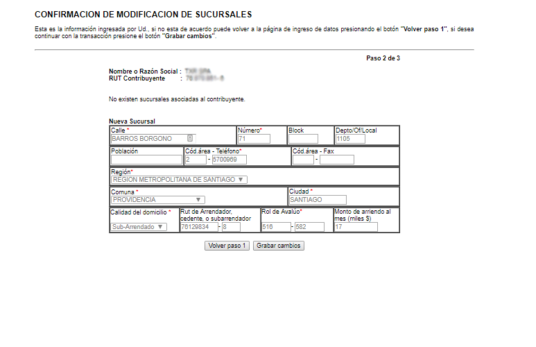 agregar sucursales en sii 6