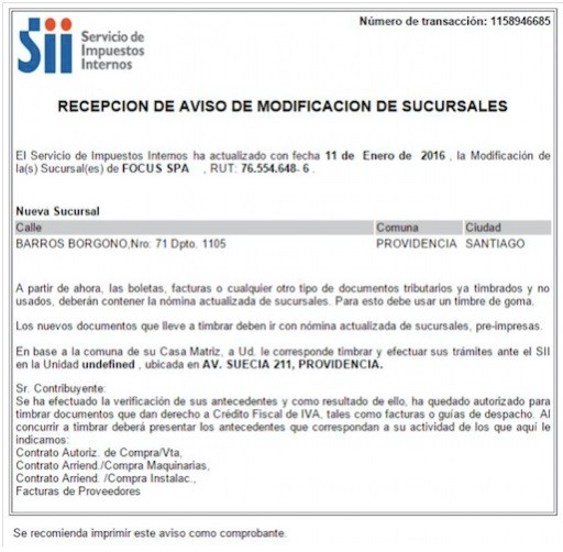 agregar sucursales en sii 7